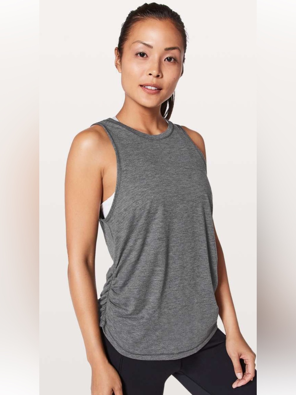 lululemon Ruched Side Racerback Tank Top Heathered Gray Activewear Size 6